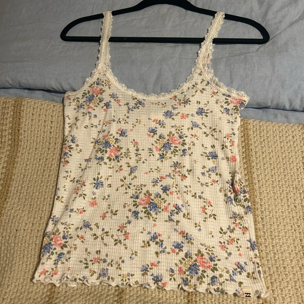 Billabong Cream Floral Camisole with Lace Trim